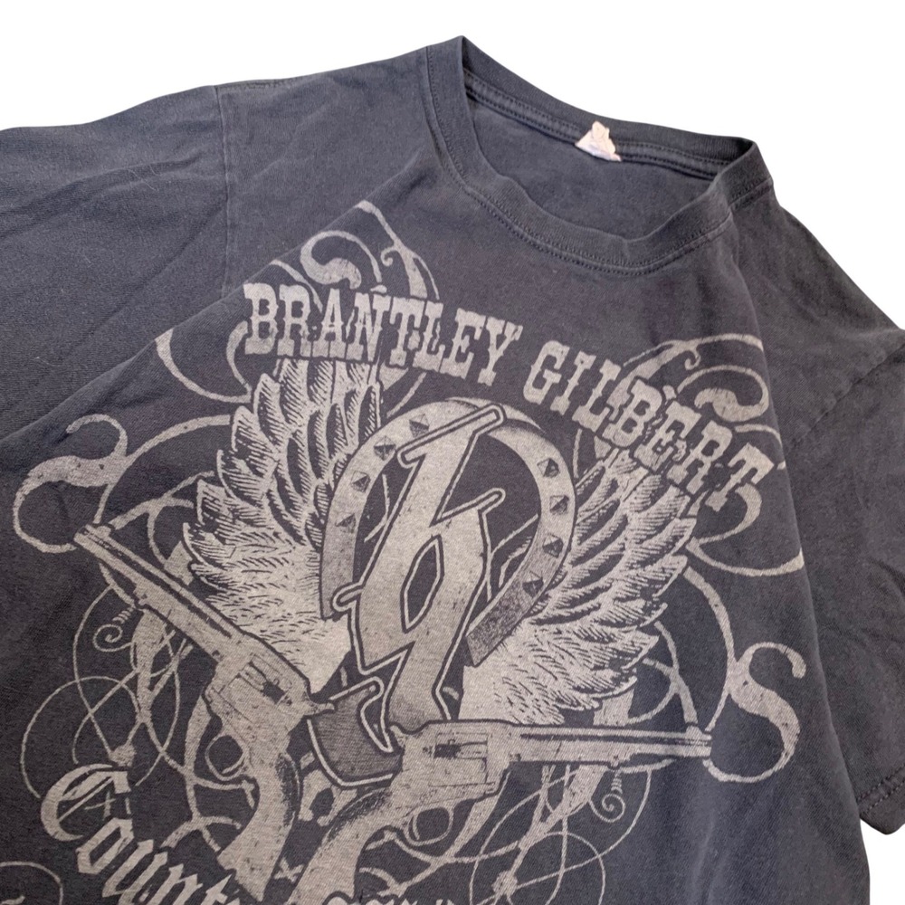 Brantley Gilbert Country Wide Graphic T-Shirt Black Mens Small Anvil Tour Tee